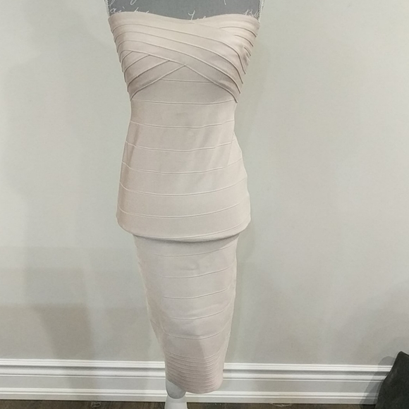 BCBG strapless blush pink bandeau dress